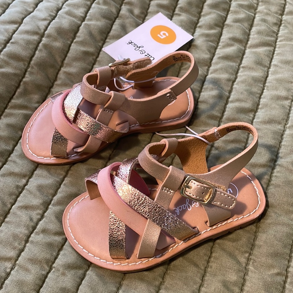 NWT Gold and rose gold gladiator shoes for baby size 5